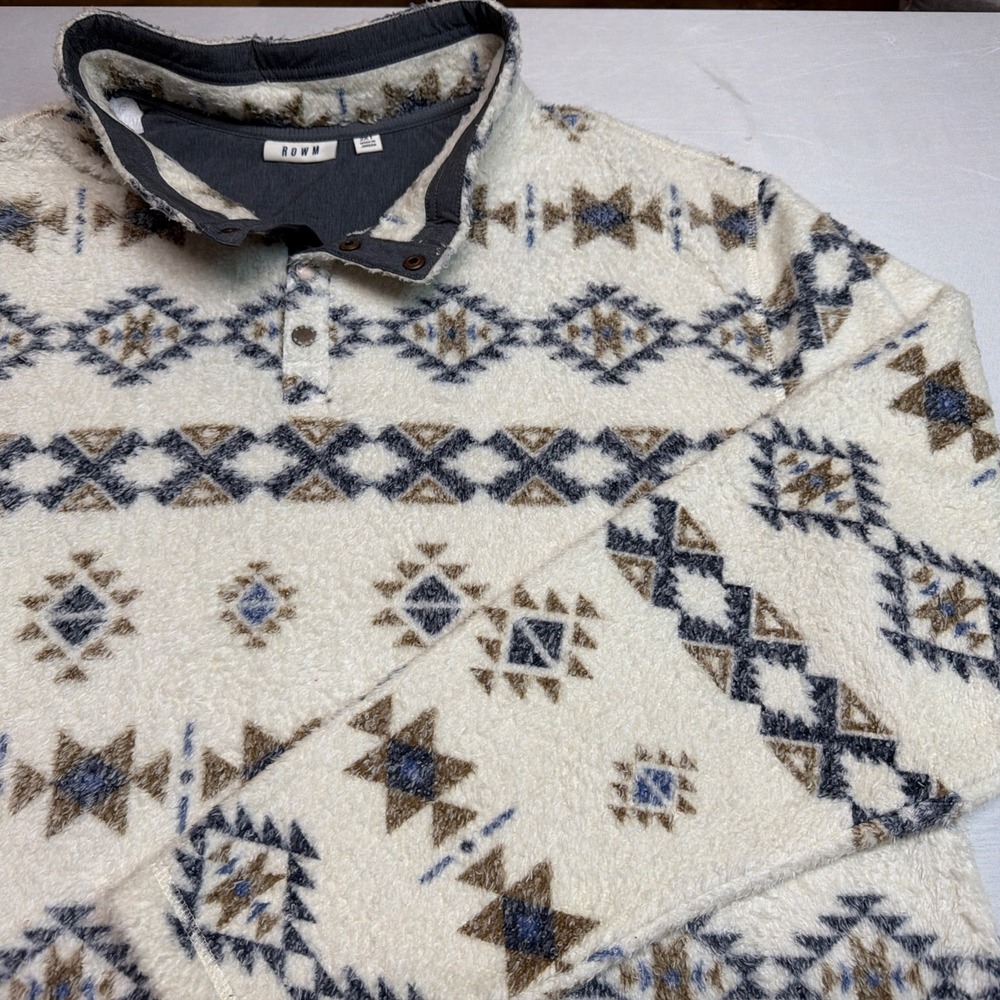 ROWM 1/4 Button Pullover Fleece Aztec Country Men's 2XT